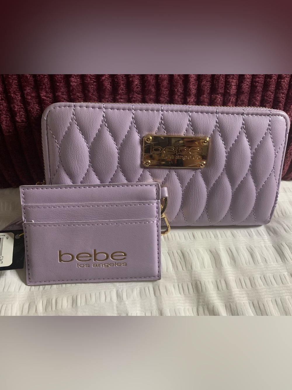 bebe Quilted Lilac Wallet & Cardholder Set